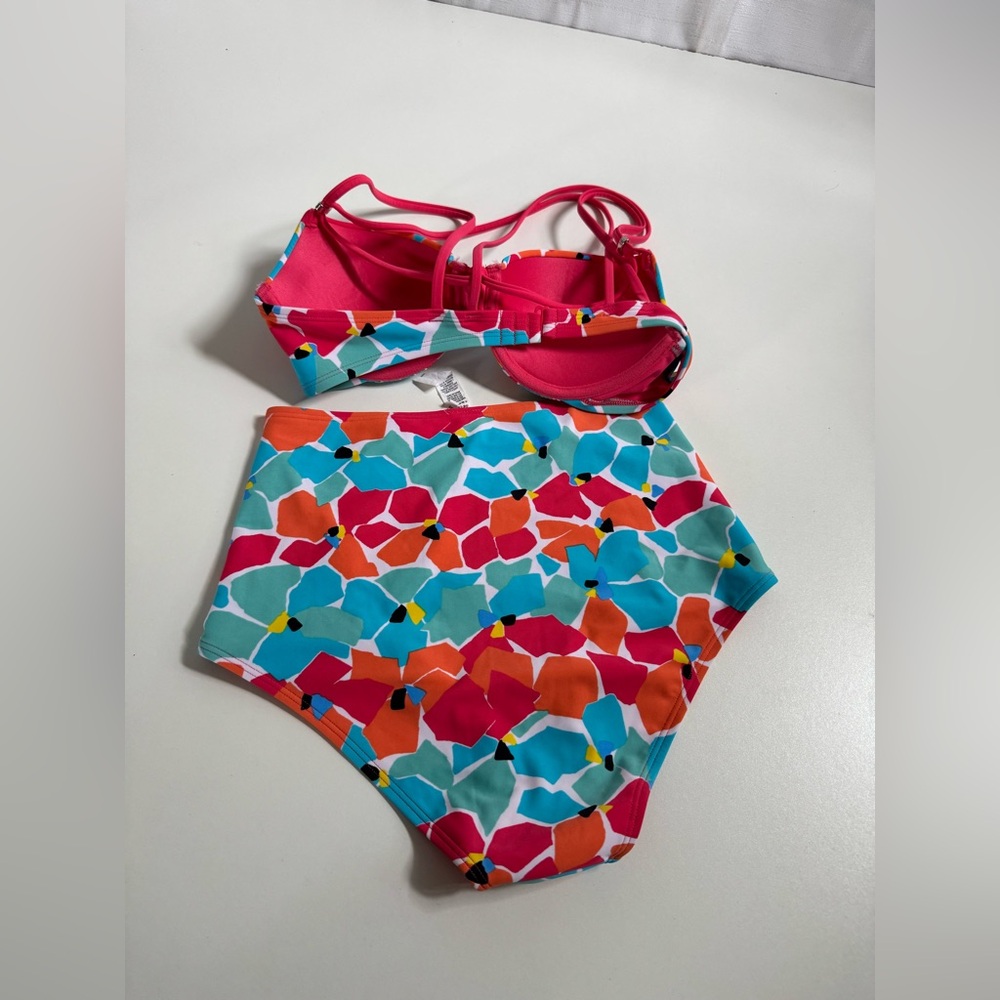 Aerie Floral Bridget Bikini Top 34C & High-Rise Strappy Bottoms Small Set - Picture 3 of 5